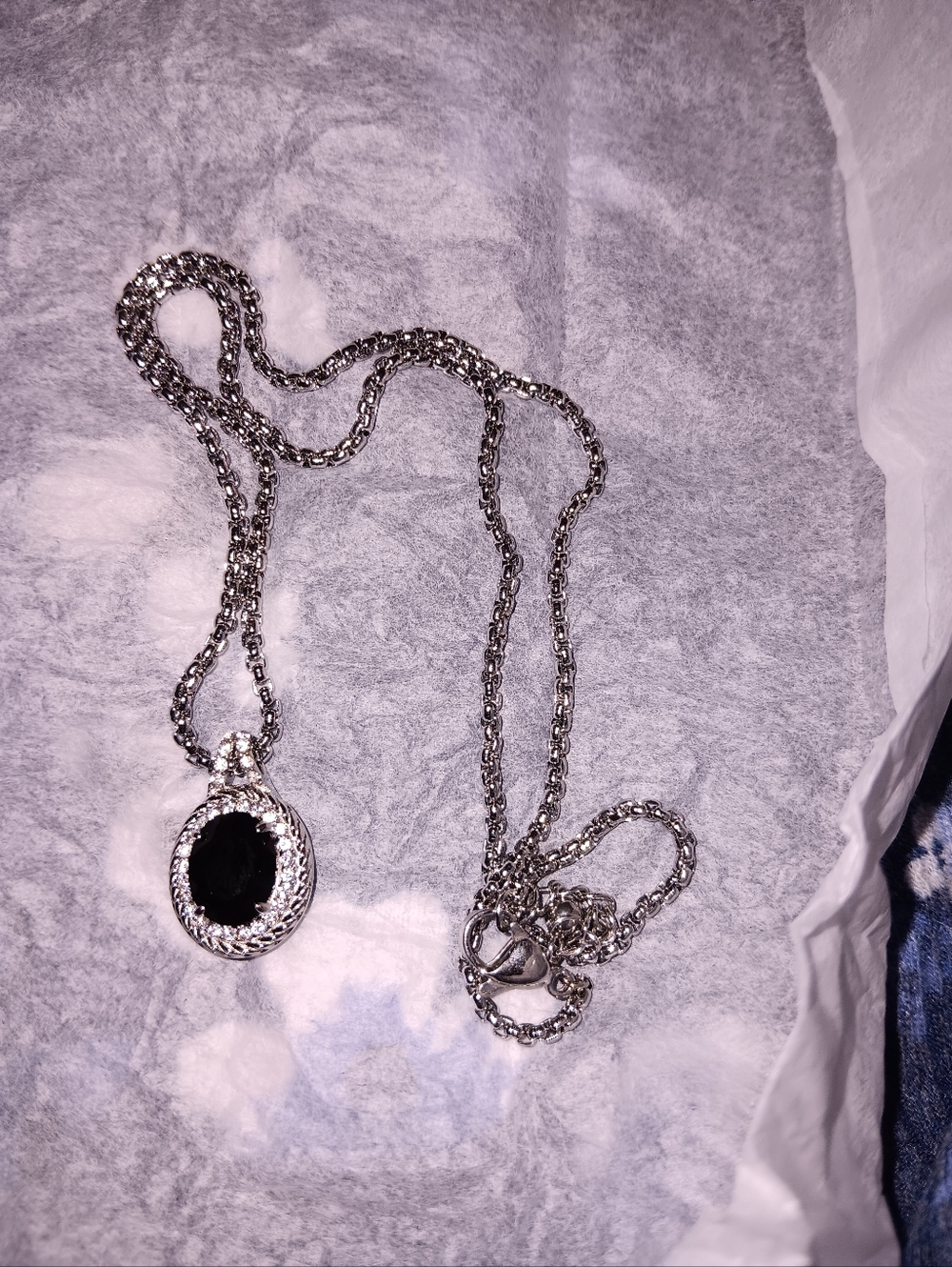 Stainless Steel Black ONYX Stone Pendant Necklace